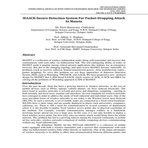 IEAACK-Secure Detection System For Packet-Dropping Attack In Manets