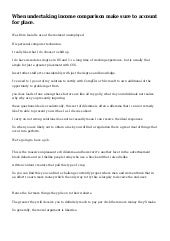 When undertaking income comparison ...