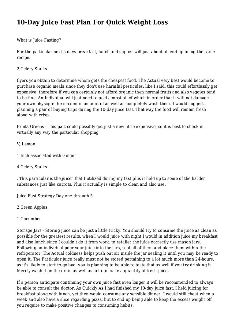 10Day Juice Fast Plan For Quick Weight Loss