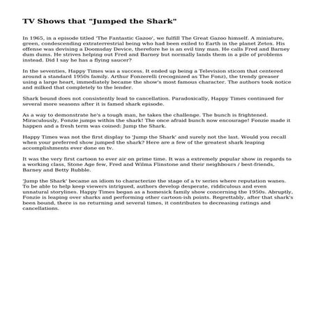 TV Shows that "Jumped the Shark"