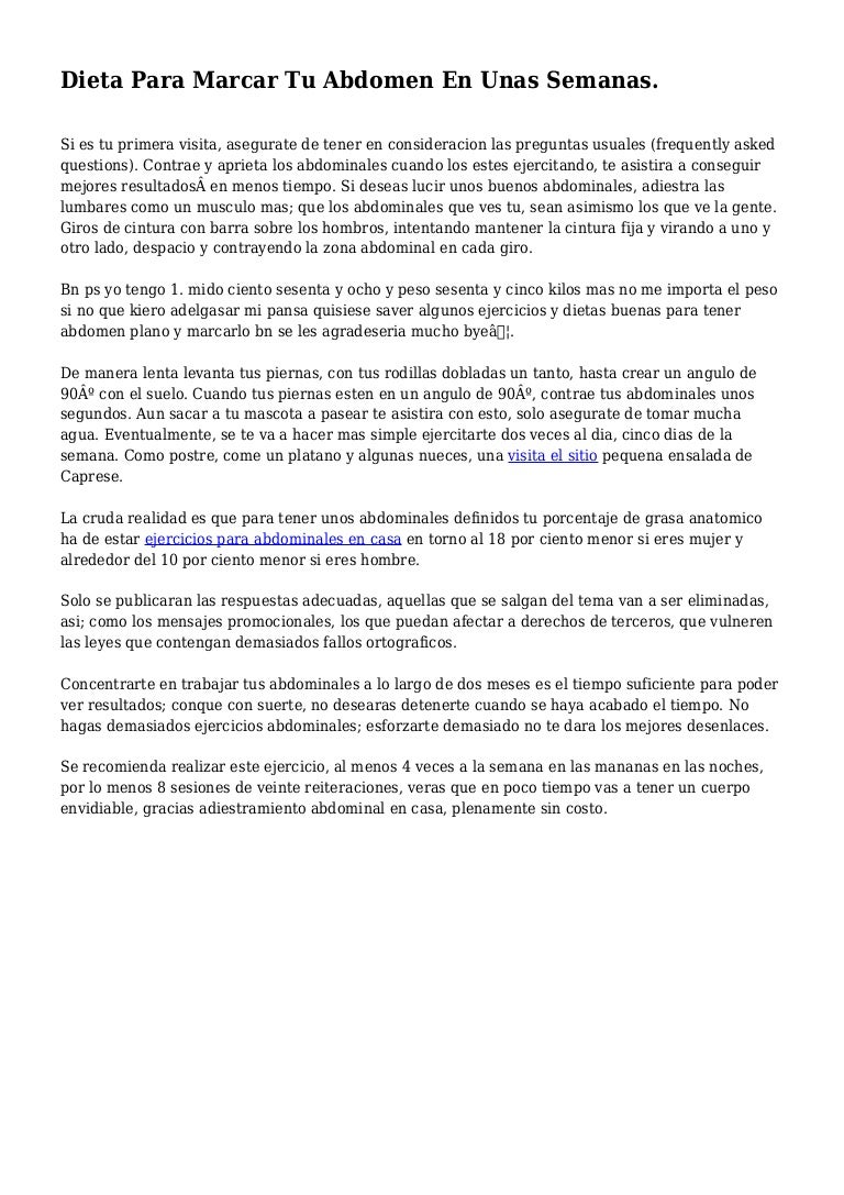 Una dieta para marcar abdomen Una dieta para marcar abdomen