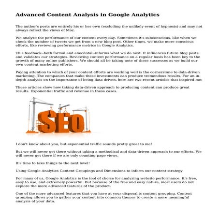 Advanced Content Analysis in Google Analytics