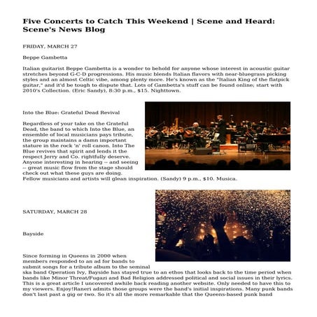 Five Concerts to Catch This Weekend | Scene and Heard: Scene's News Blog