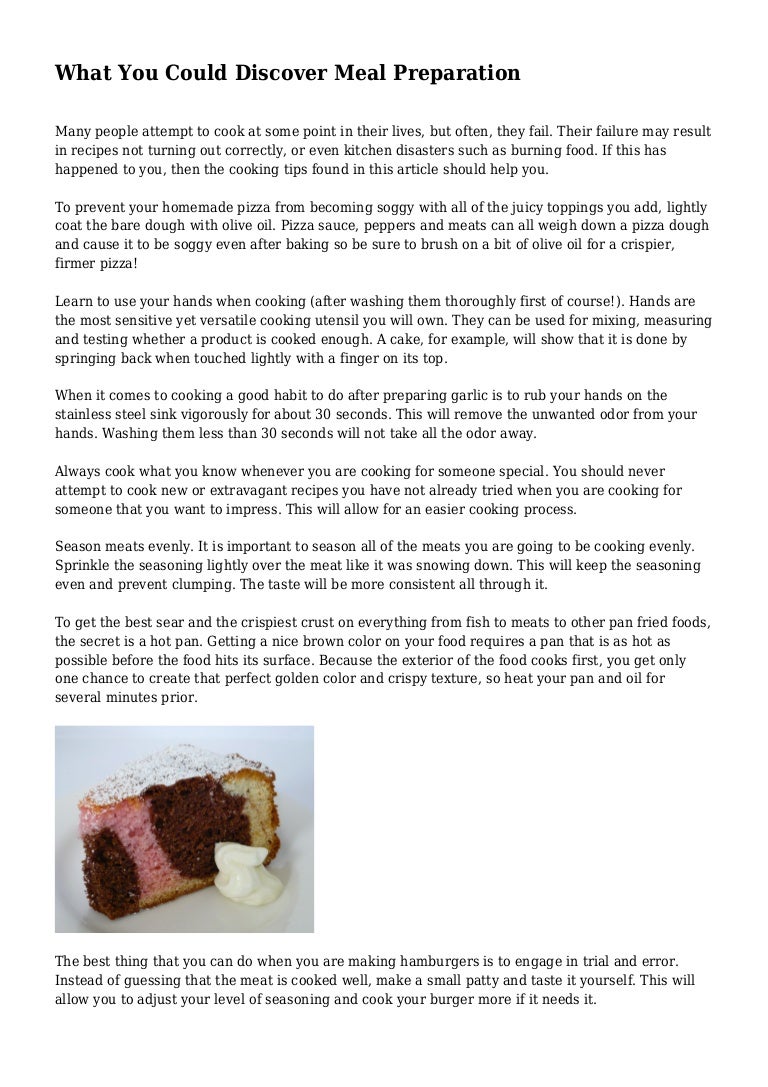 What You Could Discover Meal Preparation