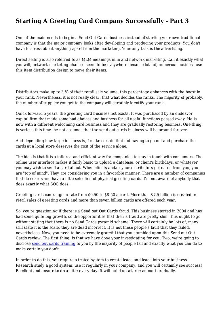 Starting A Greeting Card Company Successfully Part 3