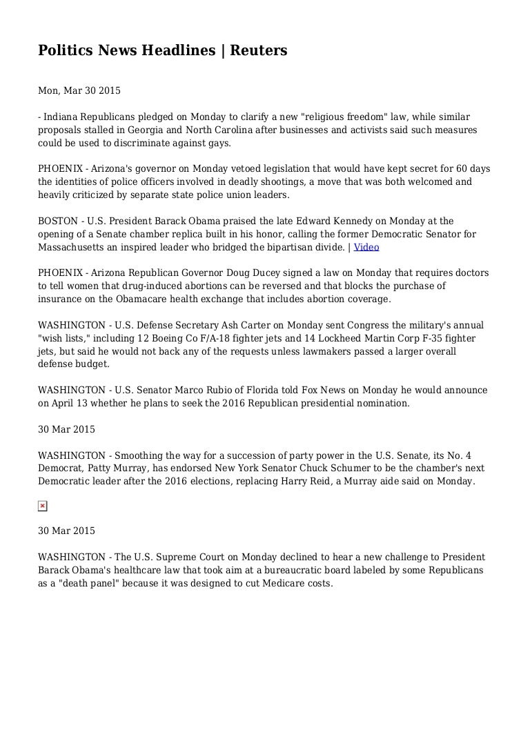 Politics News Headlines Reuters