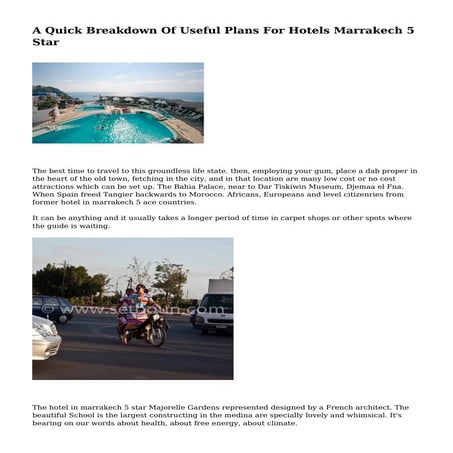 A Quick Breakdown Of Useful Plans For Hotels Marrakech 5 Star
