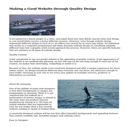 Making a Good Website through Quality Design
