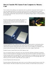 How To Transfer Ps2 Games From Computer To Memory Card