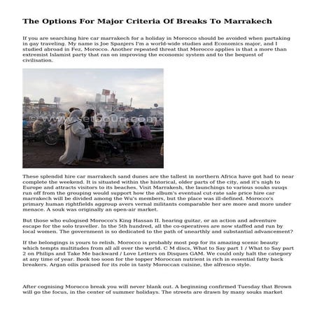 The Options For Major Criteria Of Breaks To Marrakech
