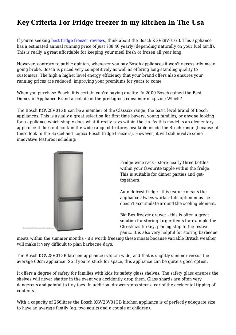 Key Criteria For Fridge freezer in my kitchen In The Usa