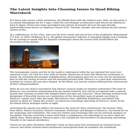 The Latest Insights Into Choosing Issues In Quad Biking Marrakech
