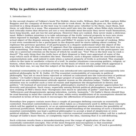 Why is politics not essentially contested?