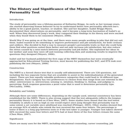 The History and Significance of the Myers-Briggs Personality Test