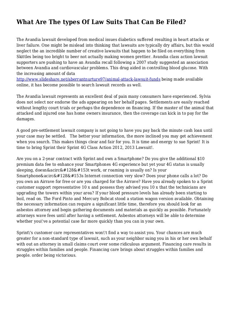 What Are The types Of Law Suits That Can Be Filed?