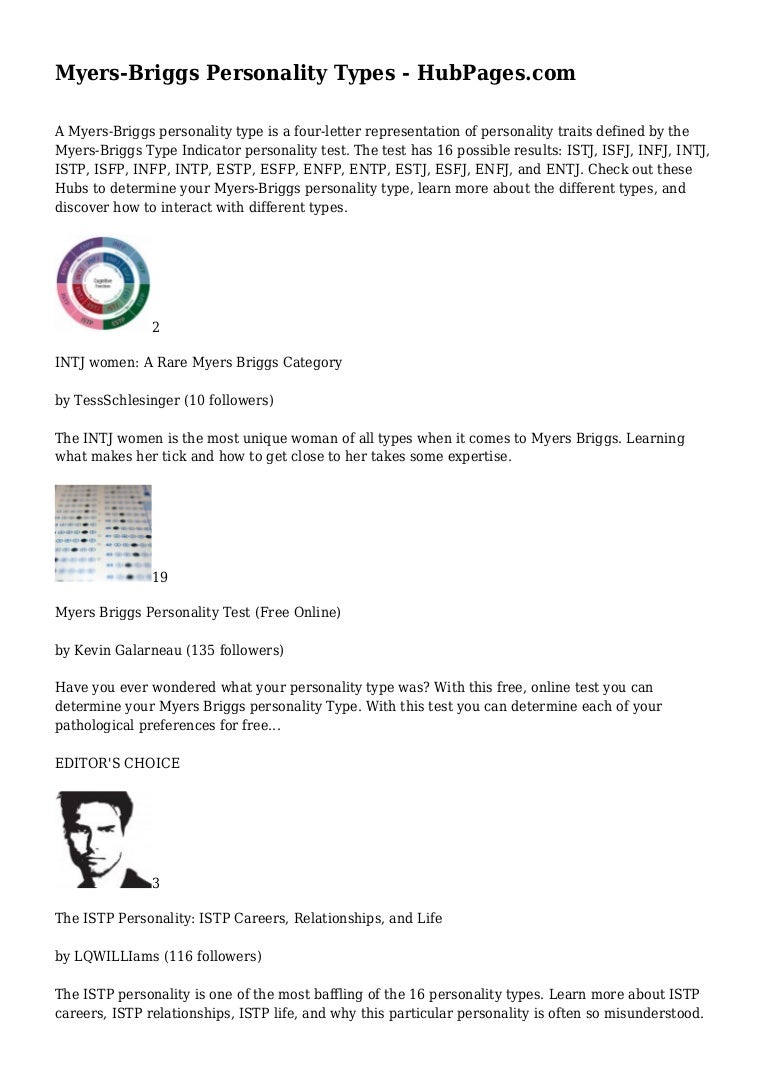 Myers Briggs Personality Types Hubpages Com