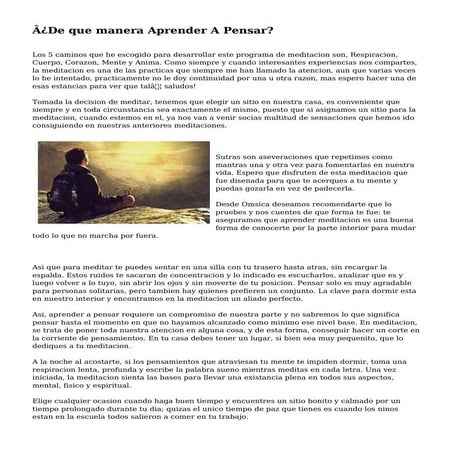 ¿De que manera Aprender A Pensar?
