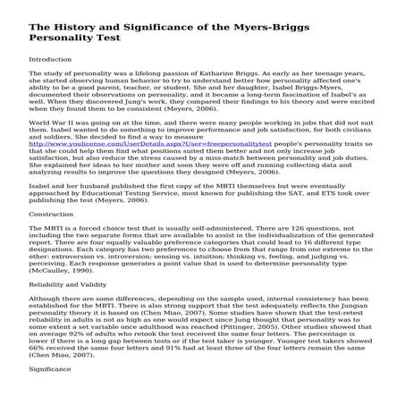 The History and Significance of the Myers-Briggs Personality Test