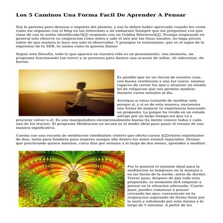 Los 5 Caminos Una Forma Facil De Aprender A Pensar
