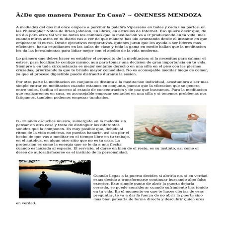 ¿De que manera Pensar En Casa? ~ ONENESS MENDOZA
