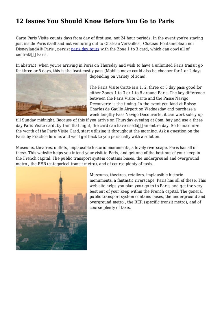 12 Issues You Should Know Before You Go To Paris
