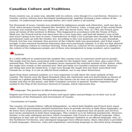 Canadian Culture and Traditions