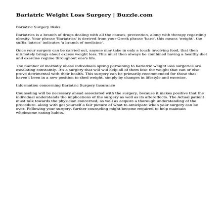 Bariatric surgery, Weight loss Surgery | PPTX