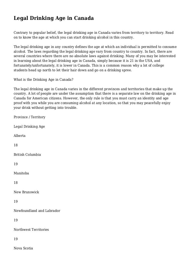 Legal Drinking Age in Canada