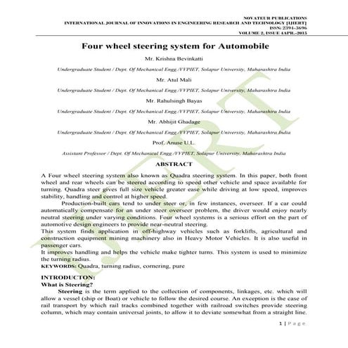 Steering system of go kart | PDF