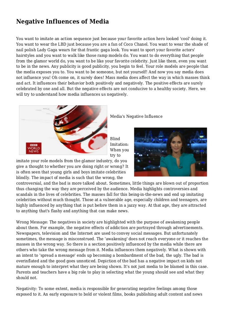 Negative Influences of Media
