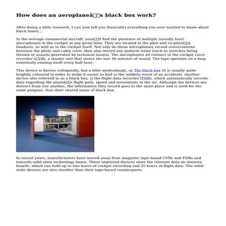 How does an aeroplane’s black box work?