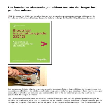 Los bomberos alarmado por ultimo rescate de riesgo: los paneles solares