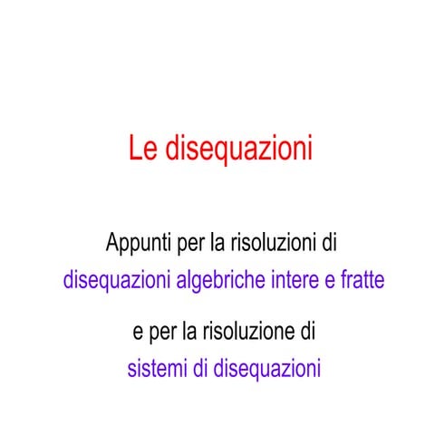  le disequazioni