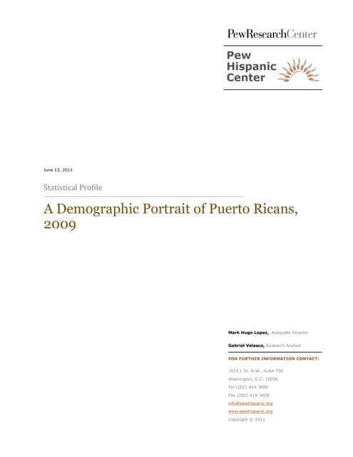 Los hispanos de origen puertorriqueño en los Estados Unidos, 2009