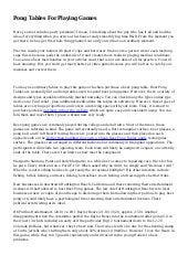 Pong Tables For Playing Games