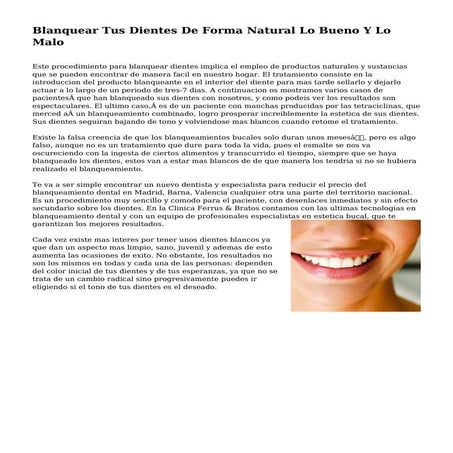 Blanquear Tus Dientes De Forma Natural Lo Bueno Y Lo Malo
