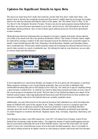 Updates On Significant Details In Agen Bola