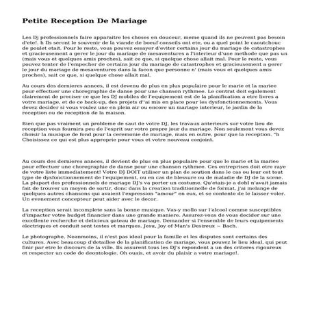 Petite Reception De Mariage