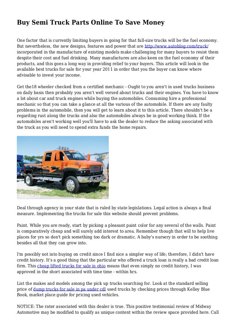Buy Semi Truck Parts Online To Save Money