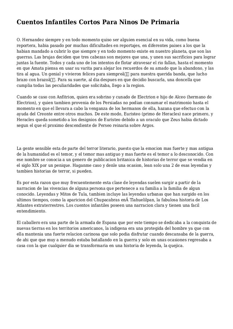 Cuentos Infantiles Cortos Para Ninos De Primaria - 