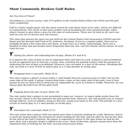Most Commonly Broken Golf Rules | PDF
