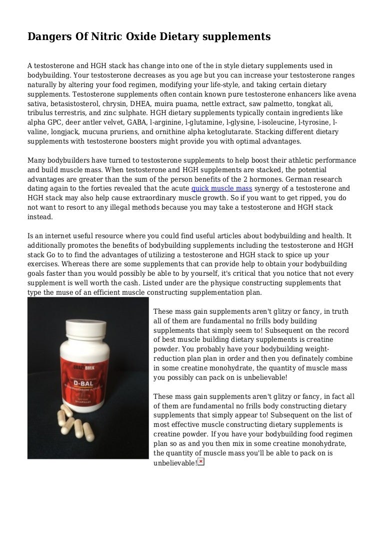 Dangers Of Nitric Oxide Dietary supplements