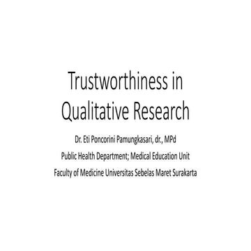 The Trustworthiness in Qualitative Research | PPT
