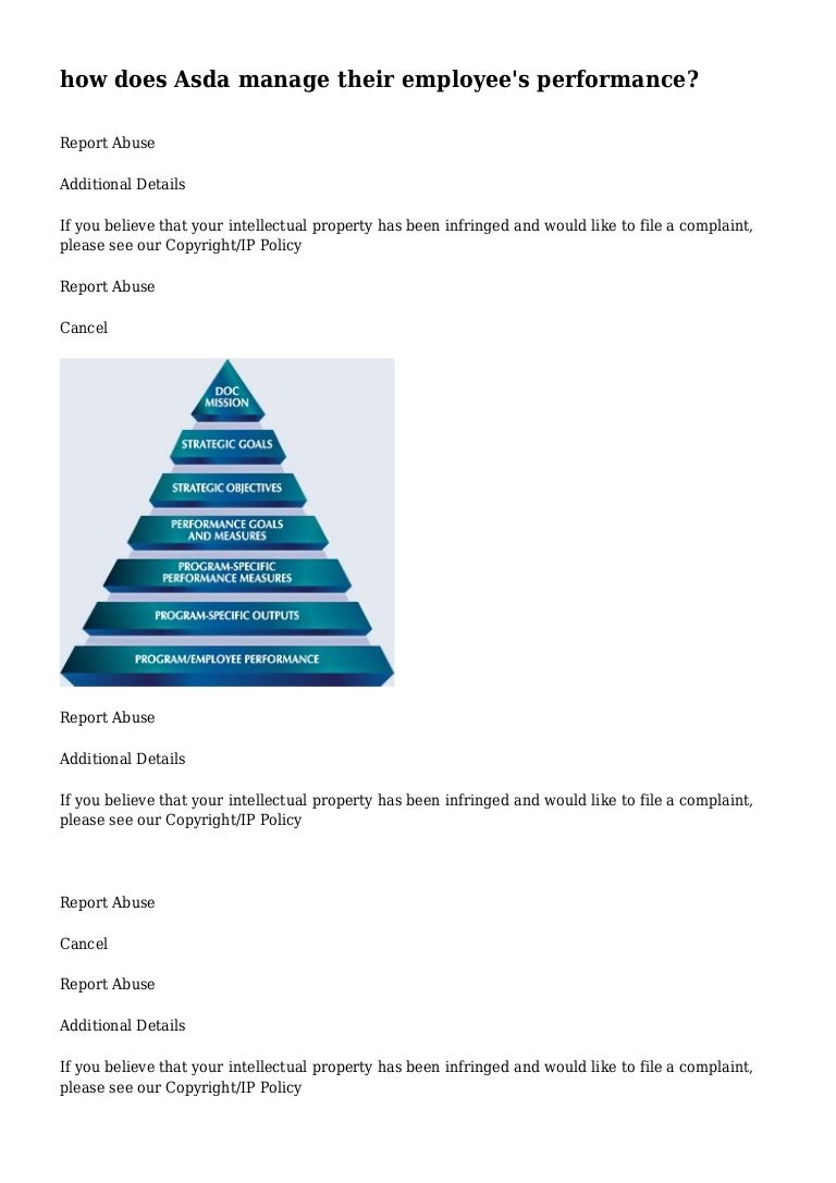 how does Asda manage their employee's performance?