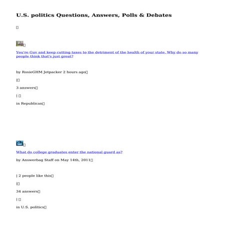 U.S. politics Questions, Answers, Polls & Debates