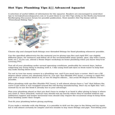 Hot Tips: Plumbing Tips — Advanced Aquarist