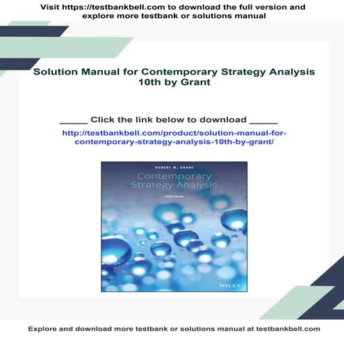 Solution Manual for Contemporary Strategy Analysis 10th by Grant
