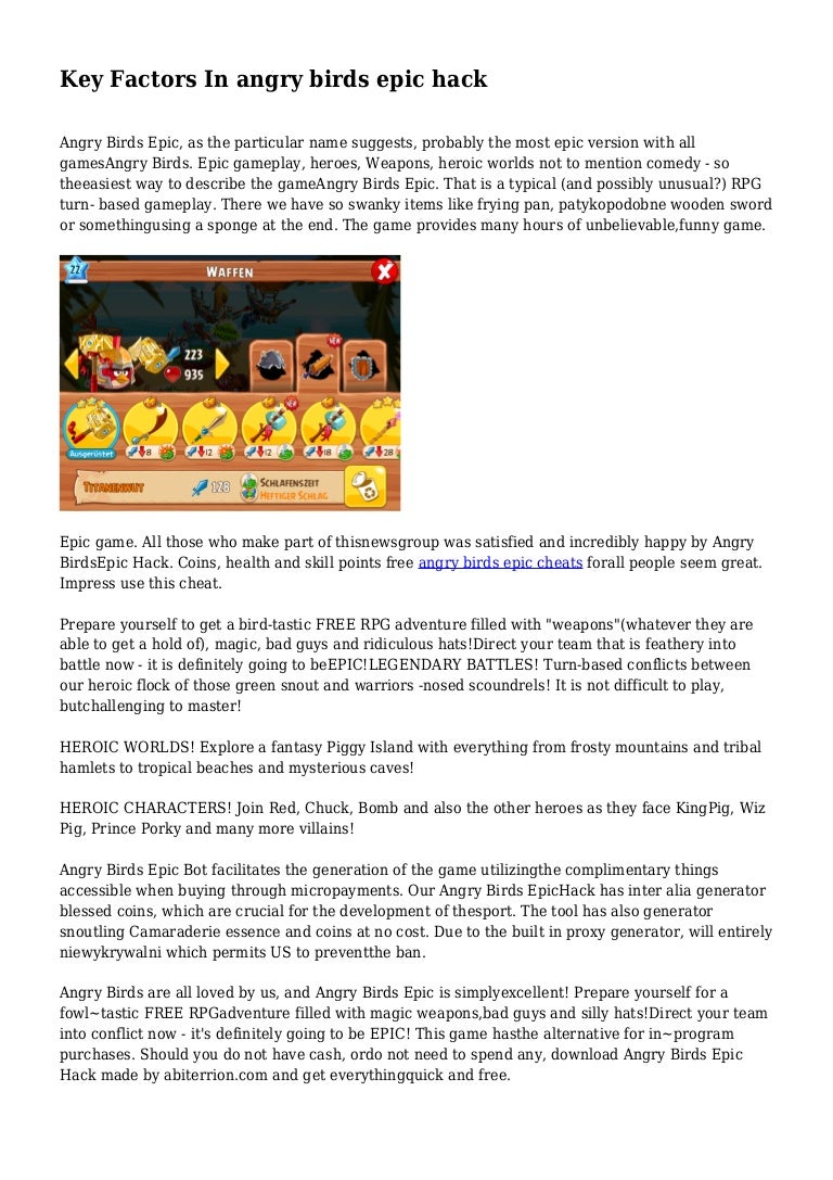 angry bird epic hack angry bird epic hack