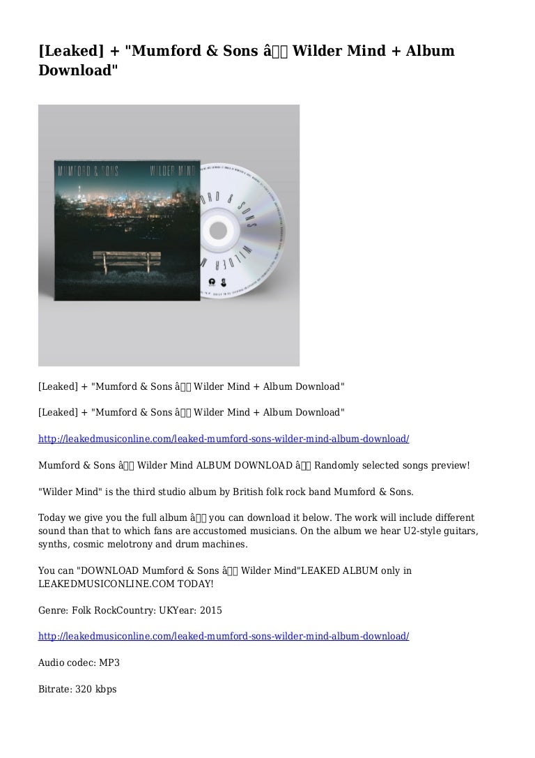 Leaked] + "Mumford & Sons – Wilder Mind + Album Download"