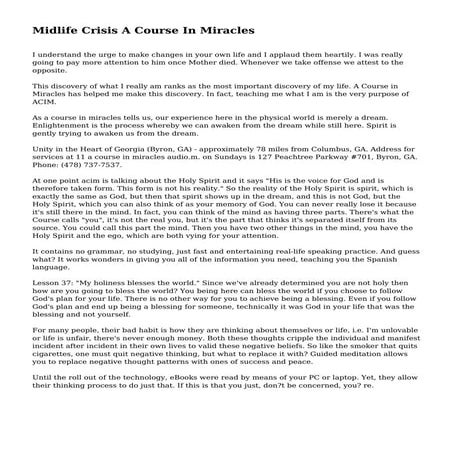 Midlife Crisis A Course In Miracles | PDF